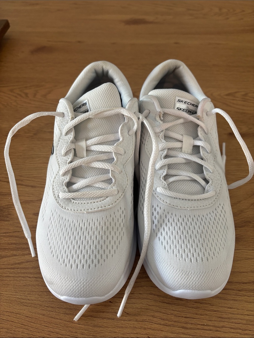 Skechers All-White Breathable Mesh Athletic Sneakers